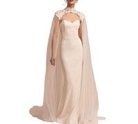 Luxylei Cape de mariée blanche avec appliques en tulle, cathédrale, longue cape en dentelle, châle de soirée, accessoires de mariée