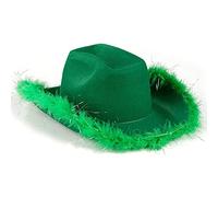 Luxylei Chapeau de Cowgirl Vert pailleté Chapeau de Cowboy à Large Bord Chapeau de Cowgirl Chapeaux de fête Western Accessoires de Costume de Vache Fille