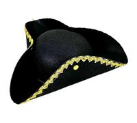 Luxylei Chapeau Tricorne De Pirate Noir, Style Colonial, avec Bordure Dorée, Idéal pour Une Fête sur Le Thème des, Un Déguisement d'halloween Ou Un Cosplay.