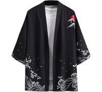 Luxylei Chemise Imprimée Grue Cardigan Japonais Manteau Ouvert Devant Chemisier Kimono Japonais Hommes Femmes Veste Cape Cardigan D'été Costume De Cosplay
