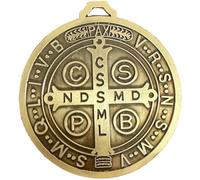 Luxylei Croix De Saint Benoît en Laiton Vieilli - Médaille Romaine De 12,7 Cm (5 Pouces) avec Relief Détaillé, Plaque Murale De Style Antique, À Poser sur Un Bureau Ou À Collectionner.