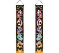 Luxylei Décorations d'halloween Intérieures Dia De Los Muertos pour Porche, Bannières Décoratives pour Le Jour des Morts du Mexique, Bannière Murale Extérieure, Porte, Ornements De Fête
