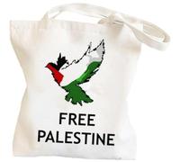 Luxylei en Toile Imprimé Palestine Gratuit, De Shopping Harajuku pour Femmes, À Main Rétro Peace Bird Palestine, Fourre-Tout pour Dames