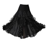Luxylei Jupes De Danse De Salon pour Femmes, Style Swing, Valse, Latine, À Paillettes, pour Danse du Ventre, Flamenco, Compétition