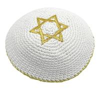 Luxylei Kippa Tricotée avec Broderie Étoile De David, Kippa en Satin pour Hommes Garçons, Chapeau Yamaka Israël, Kippa en Vrac pour Hommes, Garçons Enfants