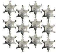 Luxylei Lot de 12 Badges Étoiles De Shérif en Plastique, Emblèmes De Chapeau De Shérif Occidental, Lettres Rétro, Broches en Plastique, Décoration d'anniversaire