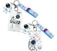 Luxylei Lot De 2 Pochettes pour Cartes De Téléphone D'astronaute, Pendentif Spaceman Détachable, Porte-clés, Porte-Badge, Carte D'identité, pour Infirmière, Enseignant, Étudiant