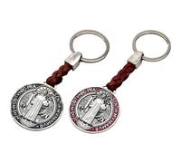 Luxylei Lot De 2 Porte-clés Médaille De Saint Benoît, Pendentif Médaille du Jubilé De Saint Benoît, Porte-clés Religieux pour, Symbole De Chance De Protection