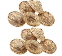 Luxylei Mini Chapeaux de Paille 10 pièces Miniature Maison de poupée Chapeau de Paille Naturel Artisanat tissé Casquette Tricot Chapeau de Paille pour la décoration de Maison de poupée