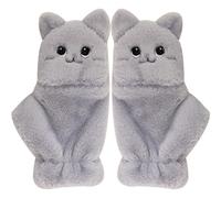 Luxylei Mitaines De Chat Mignonnes 1 Paire De sans Doigts en Peluche Patte De Chat À Demi-Doigts À Rabat d'hiver Chauds À Demi-Doigts en Peluche pour Femmes Fille