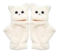 Luxylei Mitaines De Chat Mignonnes 1 Paire De sans Doigts en Peluche Patte De Chat À Demi-Doigts À Rabat d'hiver Chauds À Demi-Doigts en Peluche pour Femmes Fille