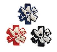 Luxylei Ohrong Medic Patch en Caoutchouc 3D PVC Emblème ACU Med Premiers Secours Morale Crâne Militaire Crochet Attaches Badge pour À Dos Trousse De Premiers Secours 3 Pièces