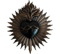 Luxylei Plaque Murale Sacré-cœur, Boîte en Forme De Cœur, Support De Prière Ex-voto, Statue Gothique, Sculpture Murale Suspendue pour Entrée De Porche D'hôtel