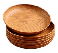 Luxylei Plateau De Service Rond en Bois, 6 Pièces, Planche À Charcuterie, Plateau À Fromage, Assiette Polyvalente, Plateau À Thé De Style Japonais pour Maison