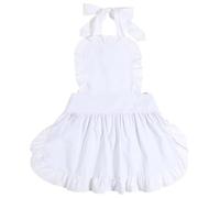 Luxylei Tablier À Volants Vintage, Joli Tablier pour Femme De Chambre, Tablier De Cuisine, Costume De Cosplay pour Femme De Chambre, Tablier De Serveuse Réglable, Déguisement, Costume De Cosplay