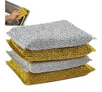 Luxylei Tampons À Récurer en Acier 4 Pièces Éponges De Nettoyage De Cuisine Récureur Éponges De Lavage De Vaisselle Réutilisables Épurateurs De Laine d'acier Super Absorbants