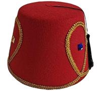 Luxylei Tarbouche Fez pour Hommes Femmes, Chapeau Marocain Ottoman Rond Respirant À Pompons Turcs, Accessoire De Déguisement pour Jeux De Rôle Fêtes.