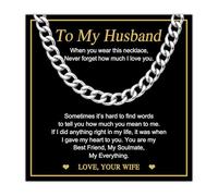 LUXYSODE Collier à chaîne cubaine de 8 mm pour homme, papa, mari, fils, petit-fils, frère, cadeau pour anniversaire, Noël, Saint-Valentin, remise de diplôme, L, Métal, Pas de gemme