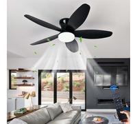 Luyaim 100CM Moderne Ventilateur Silencieux Plafond Avce APP/Télécommande LED Dimmable 6 Vitesses Moteur DC, Réversible Eté Hiver Plafonnier Ventilateur De Plafond Pour Chambre/Salon-Black