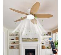 Luyaim 100CM Moderne Ventilateur Silencieux Plafond Avce APP/Télécommande LED Dimmable 6 Vitesses Moteur DC, Réversible Eté Hiver Plafonnier Ventilateur De Plafond Pour Chambre/Salon-White Wood Grain