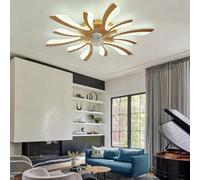 Luyaim 78CM Lustre Ventilateur De Plafond LED Avec Telecommande Chambre Ventilateur Silencieux Plafond Moteur DC Réversible Plafonnier Ventilateur Design LED Dimmable 6 Vitesses Avec Minuterie-Gold