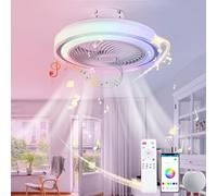 Luyaim LED RGB Plafonnier Ventilateur Avec Telecommande Et Alexa 6 Vitesses Réversible Enceinte Musicale Bluetooth Lampe Ventilateur Plafond Silencieux Pour Enfant Chambre Salon