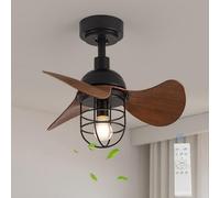 Luyaim Petit Plafonnier Ventilateur Avec Telecommande Rétro Ventilateur Silencieux Plafond Moteur Réversible DC 6 Vitesses Pour Chambre Salon Ventilateur De Plafond Design Avec Minuterie