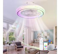 Luyaim RGB Alexa Lampe Ventilateur Plafond Silencieux Musicale Bluetooth Enfant LED Réglable Ventilateur Plafond Avec Telecommande 6 Vitesses Pour Chambre Salon Fête Lustre Plafonnier