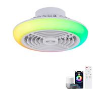 Luyaim Ventilateur Plafond LED 40CM Avec Enceinte Bluetooth - Moteur DC 6 Vitesses, Éclairage RGB Intelligent Alexa, Minuterie, Télécommande Pour Chambre Enfants/Adolescents-White