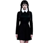 LUYANA Costume de carnaval pour femme, robe de mercredi Addams, robe de fête, noire, Noir , S