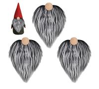 LUYANFX 3PCS Barbe de GNOME de Noël Pré-Découpée en Fausse Fourrure avec Boules en Bois pour Nez de GNOME - Idéal pour Travaux Manuels, Décorations de Noël et GNOME Poupée Accessoires (Gris)