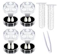 LUYANFX 4 Paires Dent de Vampire d'halloween,Crocs de Zombie Vampire Halloween Faux Dentier avec Adhésif à Pastilles de Dents,Halloween Crocs de Vampire Costume d'halloween Accessoires De Fête (A)