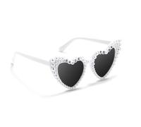 LUYANFX Lunettes de Soleil Coeur Blanc Lunettes Bride To Be Lunettes de Soleil Femme Mariée Accessoires de Mariage Être pour Enterrement de vie de Garçon, Fête de Fiançailles