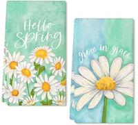 LUYANFX Torchons de Cuisine Fleurs Printanières, 2 PCS Torchon Vaisselle Printemps, 18 x 26 inch Torchons de Cuisine Coton Vaisselle, Bar Multi-Usages Doux et Absorbants (A)