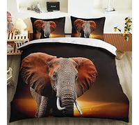 LUYAPOND Housse de Couette 200x200 éLéPhant à Grande Oreille, Parure de Lit 3 Pièces avec Hypoallergénique Housse de Couette et 2 Taies d'oreiller 65x65 cm pour Enfant Ado Adulte