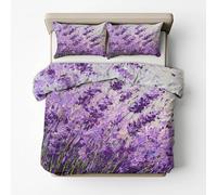 LUYAPOND Lavande Housse de Couette 140x200 Peinture à l'huile Perception Parure de Lit en Microfibre avec Fermeture Éclair, 1 Housse Couette + 1 Taie d'oreiller 65x65 cm