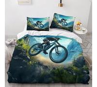 LUYAPOND Sports ExtrêMes Housse de Couette 200x200 Prune à La VéLo De Montagne Parure de Lit Adulte - Parure Housse Couette 2 Personnes Imprimé en Microfibre avec 2 Taies d'oreiller 65x65 cm