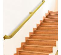 Luyckfrazy Barre d'appui d'escalier dorée pour intérieur et extérieur, Main Courante Murale en Fer forgé, kit de Repose-Pieds de Barre avec Supports et vis, rampes d'escalier (Size : 210cm)