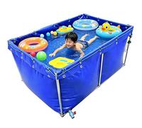 Luyckfrazy Étang à Poissons en Toile PVC,Piscine Pliable,Piscine en Toile PVC Durable avec Valve de vidange,réservoir d'eau d'aquarium extérieur pour l'élevage en Plein(1x1.5x1.2m)
