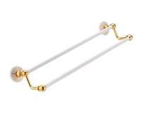 Luyckfrazy Porte-Serviettes, Porte-Serviettes Double en Aluminium, Porte-Serviettes Mural, Accessoires de Salle de Bain, Montage à vis, Or et Blanc (Size : 60cm)