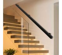 Luyckfrazy Rampe d'escalier, 100 cm, 250 cm, 300 cm, 500 cm, Fixation Murale, pour intérieur et extérieur, Barre d'appui en Fer forgé Noir, antidérapante(360cm)