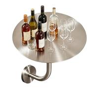 Luyckfrazy Table de pub Ronde en Acier Inoxydable argenté,Petit comptoir de conférence Mural,Table d'appoint/d'appoint pour Boisson au café,terrasse,pub,café,thé,Salle à Manger,Bistro(50x50x45cm)