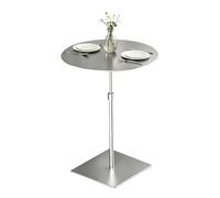Luyckfrazy Table de Salle à Manger Moderne à Hauteur réglable,Table de Patio extérieure,Tables de Bar Rondes en Acier Inoxydable pour Bistro,comptoir de Boisson(Silver,Diameter 35cm)