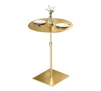 Luyckfrazy Table de Salle à Manger Moderne à Hauteur réglable,Table de Patio extérieure,Tables de Bar Rondes en Acier Inoxydable pour Bistro,comptoir de Boisson(Gold,Diameter 50cm)