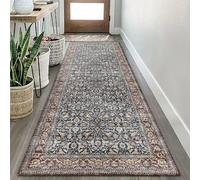 Luyckfrazy Tapis de Couloir étroit de 1,5 m, 3 m, 3,5 m, 4 m, 4,5 m, 5 m, 6 m de Long, Motif Floral Vintage, Lavable, pour Cuisine, Salon, Cuisine(80×600cm)
