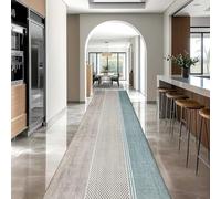 Luyckfrazy Tapis de Couloir Extra Long pour Cuisine, 150 cm, 2 m, 250 cm, 3 m, 350 cm, 4 m, 5 m, 6 m, étroit, antidérapant, Lavable, Gris et Bleu(100×150cm)