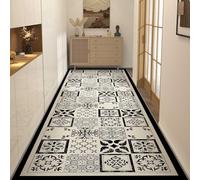Luyckfrazy Tapis de Couloir Noir et Beige 2 m, 250 cm, 3 m, 350 cm, 4 m, 5 m, 6 m, Extra Long, antidérapant, Lavable, étroit, pour escaliers, Cuisine, entrée.(100×300cm)