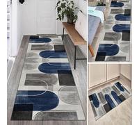 Luyckfrazy Tapis de Couloir pour Couloir, Cuisine et Salon, 200 cm, 2,5 m, 300 cm, 3,5 m, 4 m, 500 cm, 6 m, Longs Tapis antidérapants, Tapis de Sol Lavable, Tapis étroit, Gris/Bleu (Size : 60×300cm)