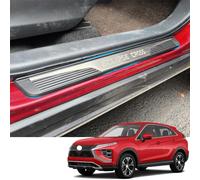 Luyhok - Protège-seuil de porte pour Mitsubishi Eclipse Cross 2018-2024, Accessoires en acier inoxydable avec plaque de protection d'entrée en plastique ABS, Garniture intérieure de voiture, Panneaux