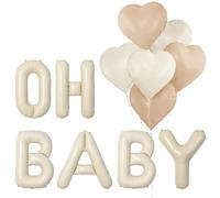 LUYIEDHA Ballon Oh Baby 40 cm, Ballons OH BABY beige crème Lettres aluminium, Décoration baby shower, naissance, baptême, gender reveal fille garçon (Multicolore A)